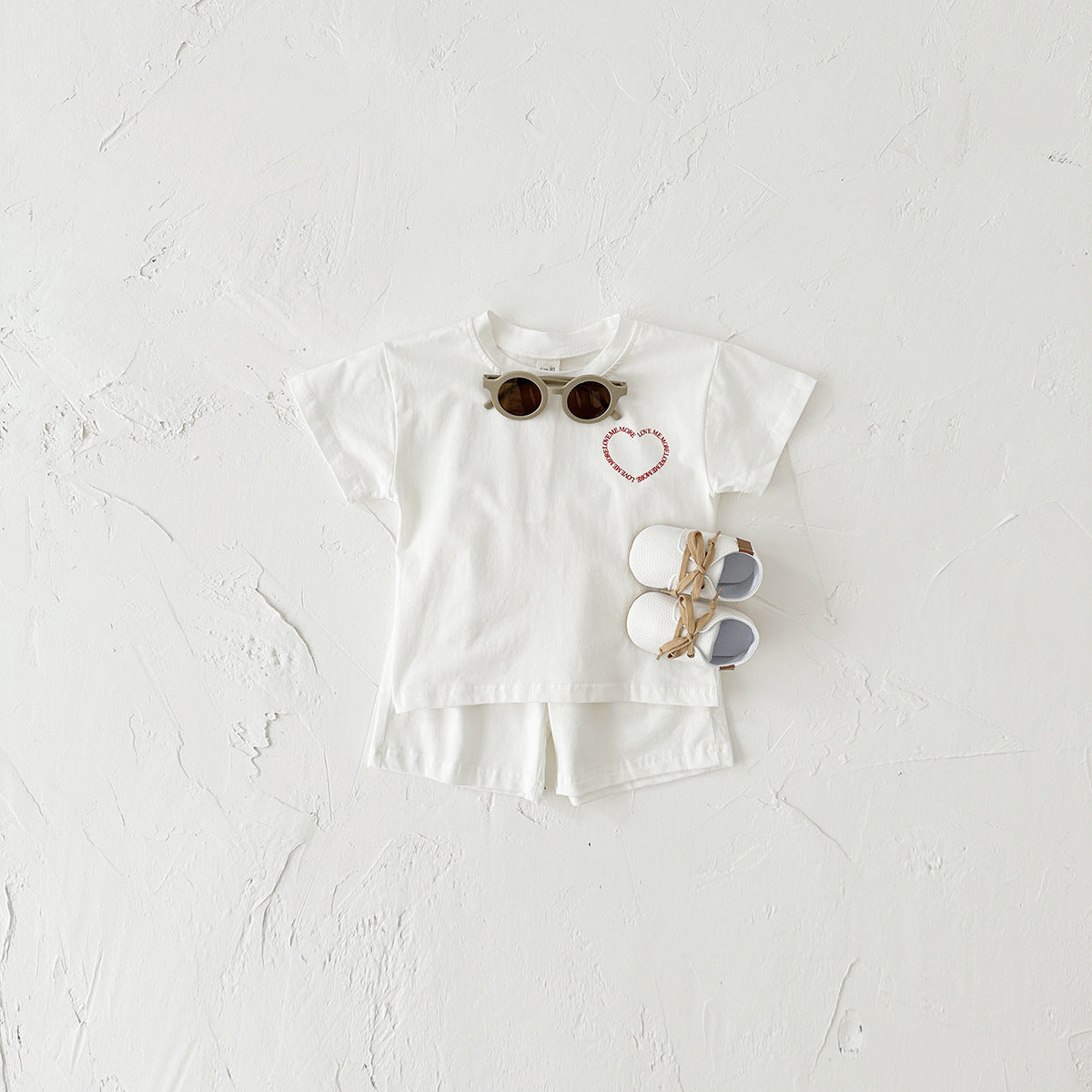Heart Print Short Sleeve Two-Piece Set