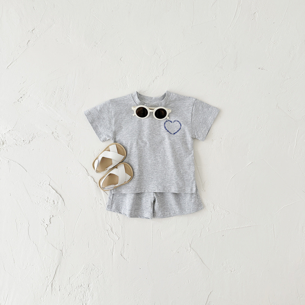 Heart Print Short Sleeve Two-Piece Set