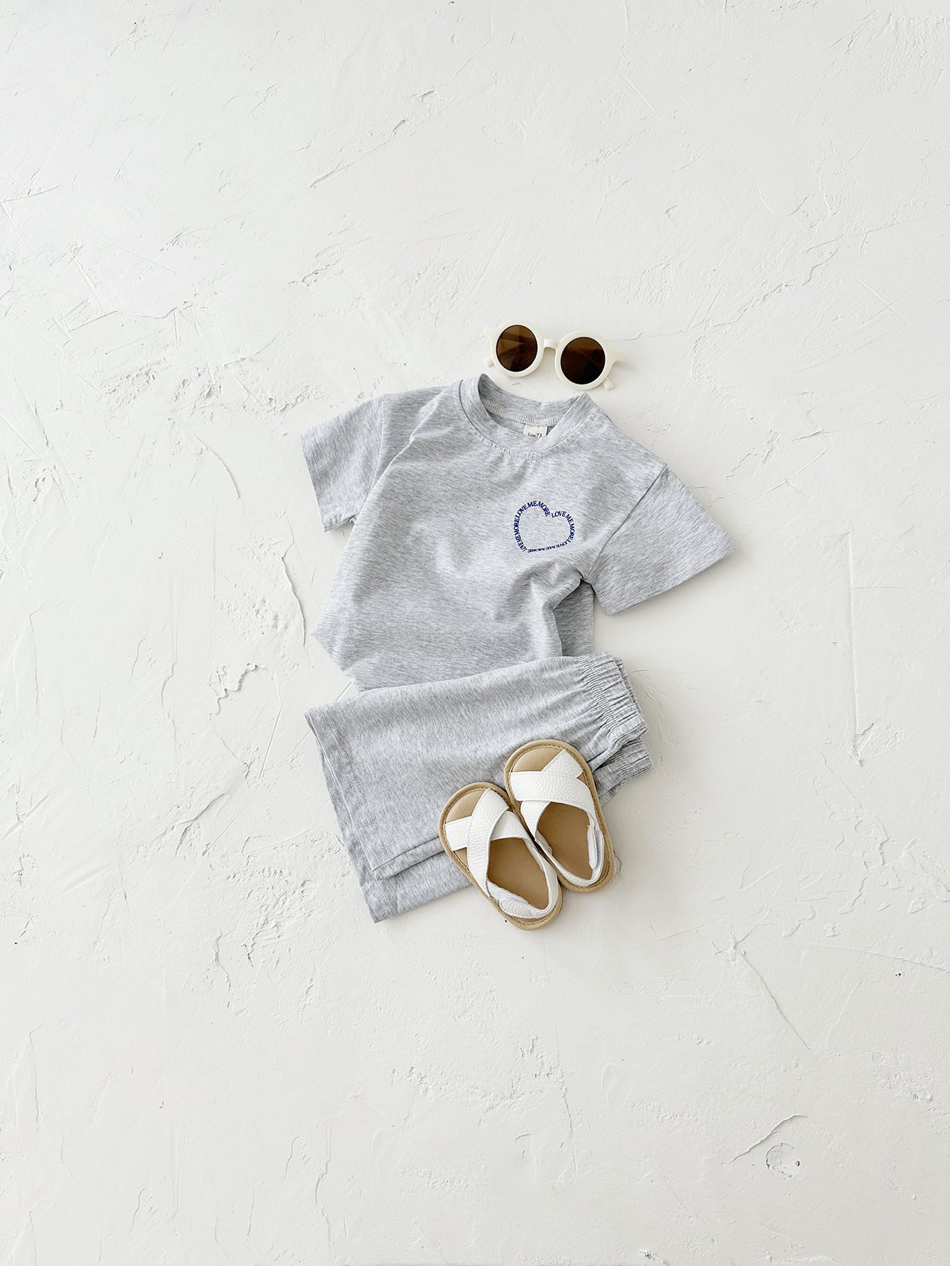Heart Print Short Sleeve Two-Piece Set