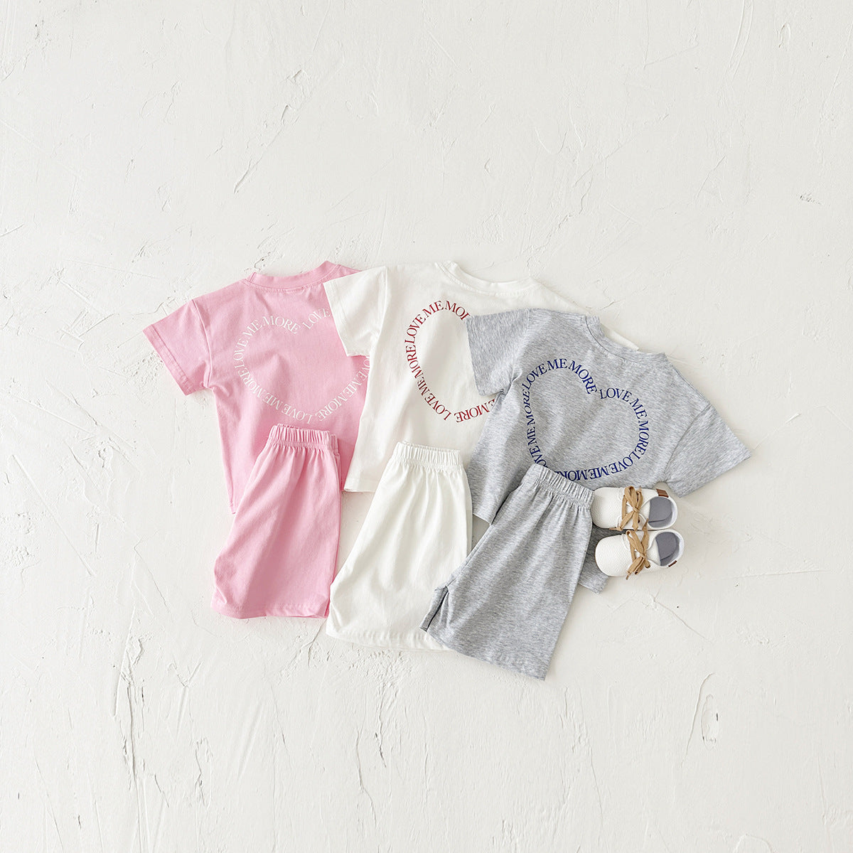 Heart Print Short Sleeve Two-Piece Set