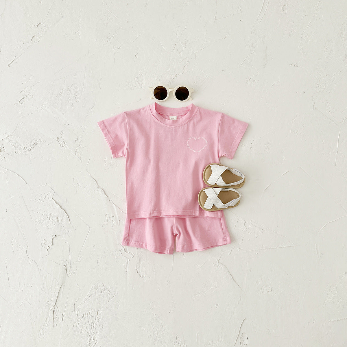 Heart Print Short Sleeve Two-Piece Set