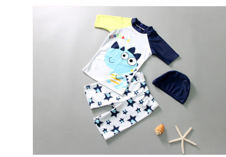 Baby Boy One-Piece Swimsuit and Cap