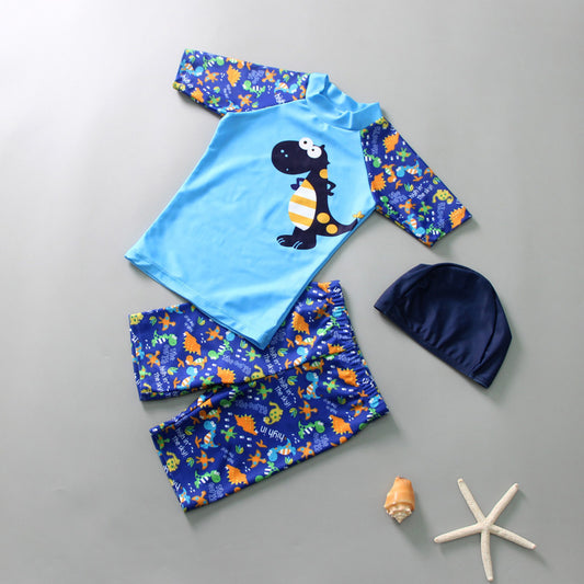 Baby Boy One-Piece Swimsuit and Cap