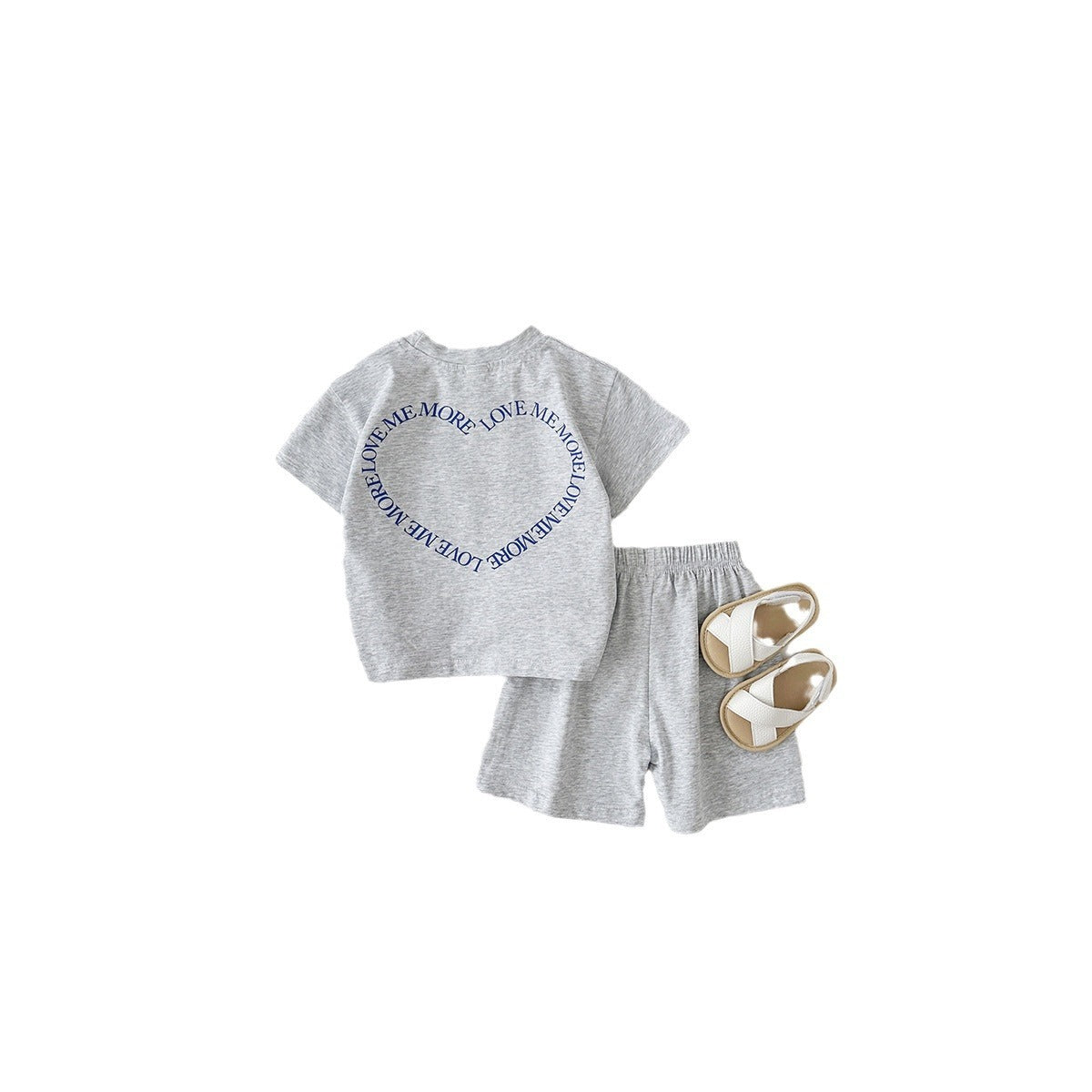 Heart Print Short Sleeve Two-Piece Set